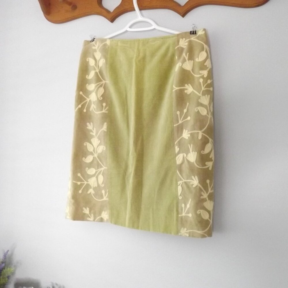 Floral Embroidered Green Skirt